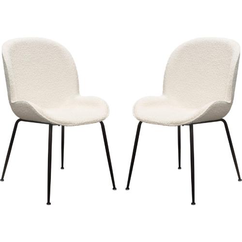 Session 2-Pack Dining Chair in Ivory Boucle w/ Black Powder Cosat Metal Leg image