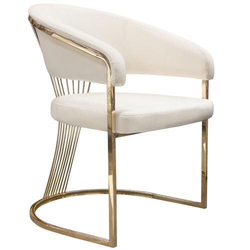 Solstice Dining Chair in Cream Velvet w/ Polished Gold Metal Frame image