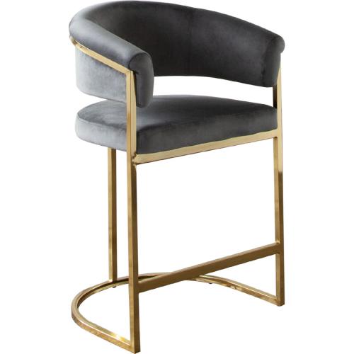 Solstice Counter Height Chair in Grey Velvet w/ Polished Gold Metal Frame image