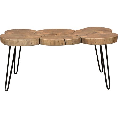 Joss Natural Acacia One of a Kind Live Edge Rectangle Cocktail Table w/ Black Hairpin Legs image