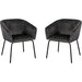 Avery Set of (2) Dining Chairs in Textured Grey Velvet w/ Black Metal Leg image