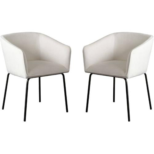 Avery Set of (2) Dining Chairs in Mist White Performance Fabric w/ Black Metal Leg image