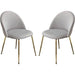 Lilly Set of (2) Dining Chairs in Grey Velvet w/ Brushed Gold Metal Legs image