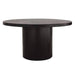 Rune 54" Round Dining Table w/ Solid Acacia Wood Top & Iron Pedestal Base in Black Finish image