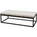 Mateo Black Powder Coat Metal Large Linen Tufted Bench - Desert Sand Linen image