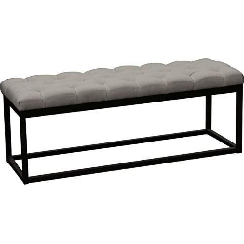 Mateo Black Powder Coat Metal Small Linen Tufted Bench - Grey image