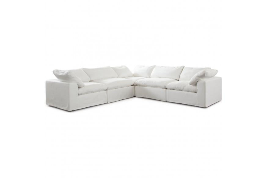 Willow 5PC Corner Sectional in White Linen Fabric image