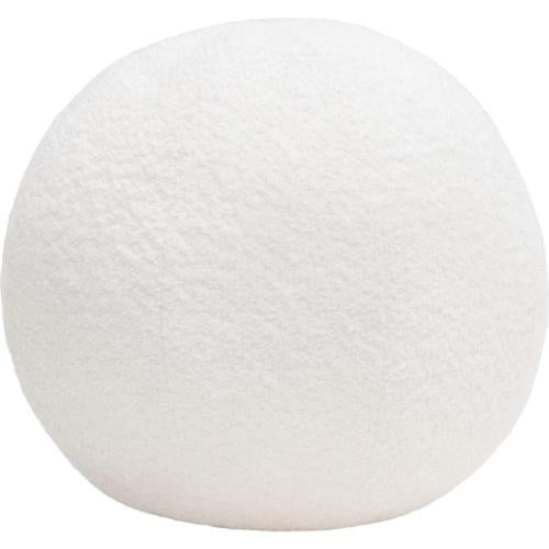 Single 14" Round Accent Pillow Ball in White Faux Shearling image