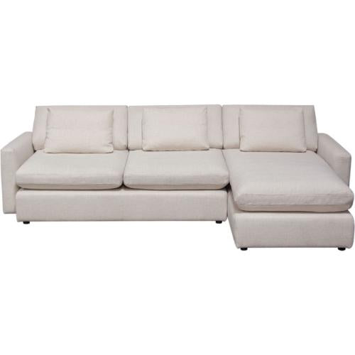 Arcadia 2PC Reversible Chaise Sectional w/ Feather Down Seating in Cream Fabric image