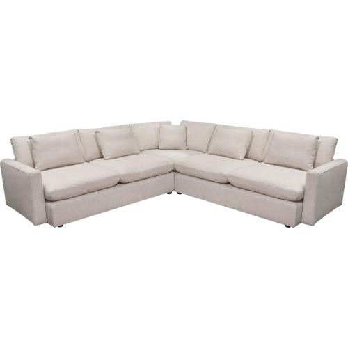 Arcadia 3PC Corner Sectional w/ Feather Down Seating in Cream Fabric image