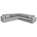 Envy 3PC Sectional in Platinum Grey Velvet with Tufted Outside Detail and Silver Metal Trim image