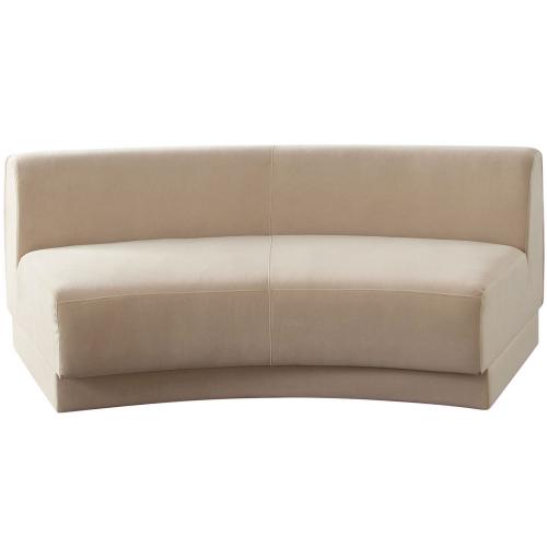 Zelda Curved Armless Sofa in Light Camel Performance Velvet w/ (1) Accent Pillow Ball image