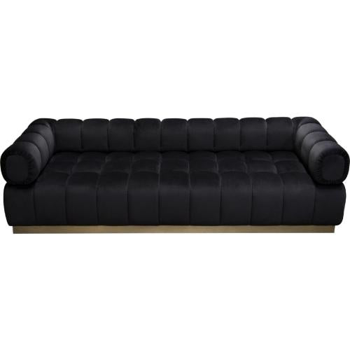 Image Low Profile Sofa in Black Velvet w/ Brushed Gold Base image