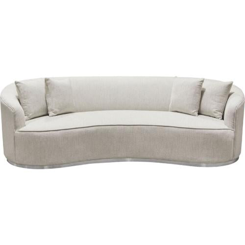 Raven Sofa in Light Cream Fabric w/ Brushed Silver Accent Trim image