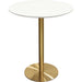 Stella 36" Round Bar Height Table w/ White Lacquer Top and Brushed Gold Metal Base image