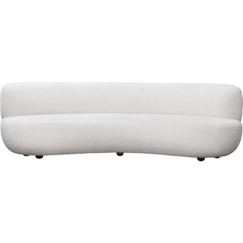 Simone Curved Sofa in White Faux Sheepskin Fabric image