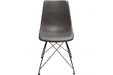 Theo Set of (4) Dining Chairs in Weathered Grey Leatherette w/ Black Metal Base image