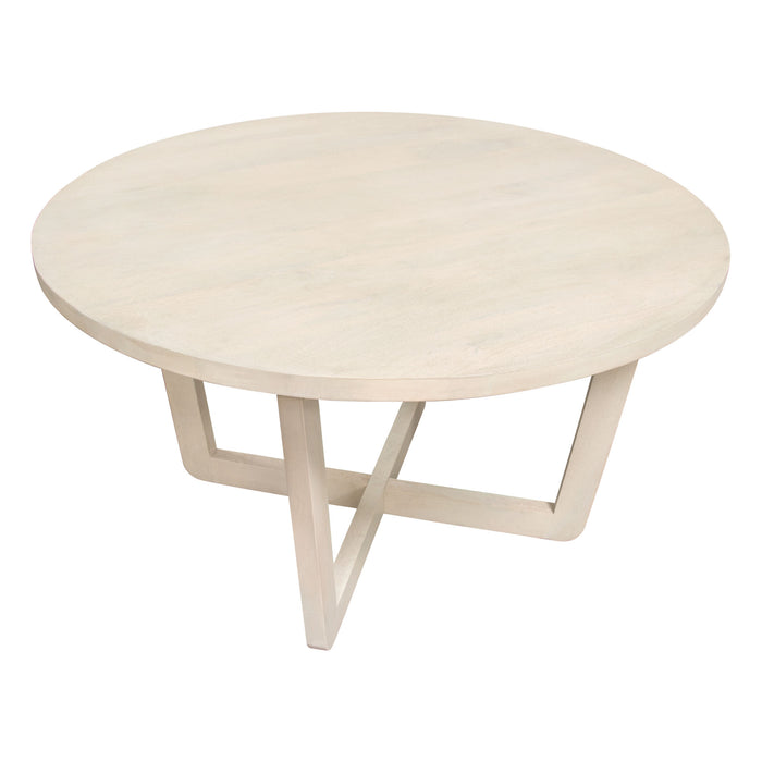 Solano 51" Round Solid Mango Wood Dining Table in Light Natural Grey Wash Finish by Diamond Sofa