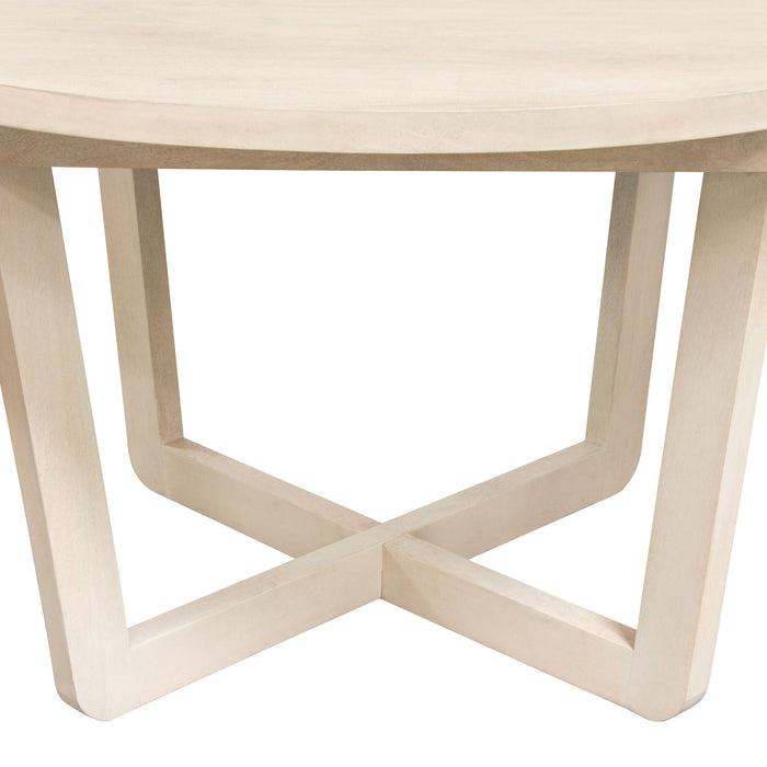 Solano 51" Round Solid Mango Wood Dining Table in Light Natural Grey Wash Finish by Diamond Sofa
