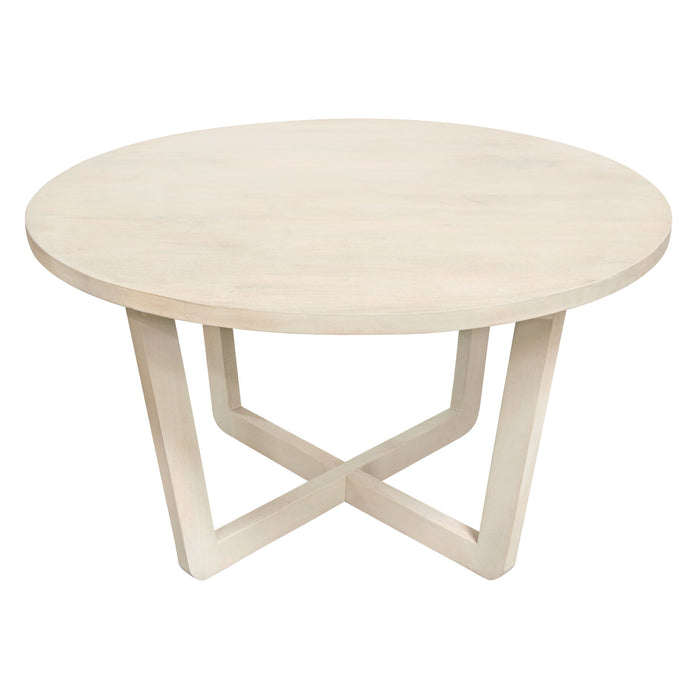 Solano 51" Round Solid Mango Wood Dining Table in Light Natural Grey Wash Finish by Diamond Sofa