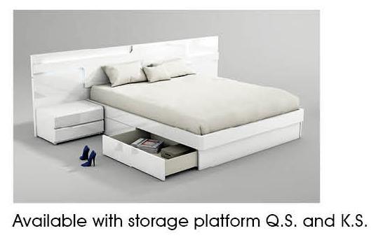 ESF Furniture Sara Queen Platform with Storage Bed in White