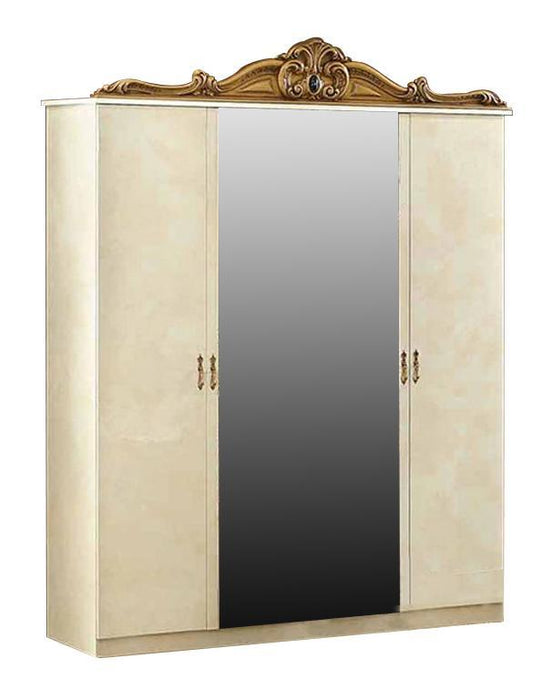 ESF Furniture Barocco 4-Door Wardrobe in Ivory w/ Gold image