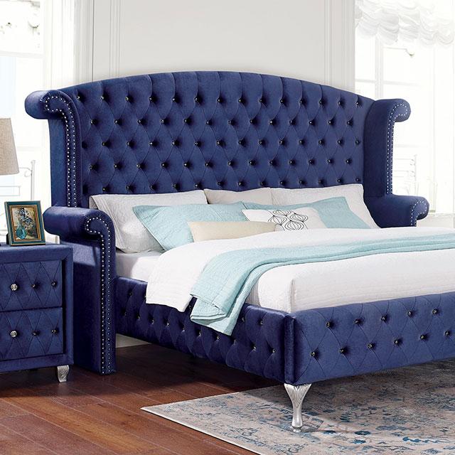 ALZIR Cal.King, E.King, & Queen Bed, Blue