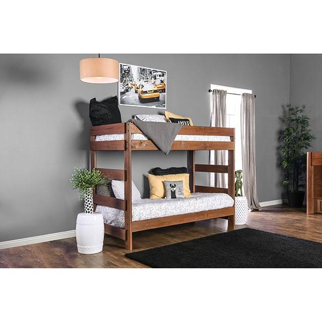 Arlette Twin/Twin Bunk Bed Brown, Black, Gray, & White