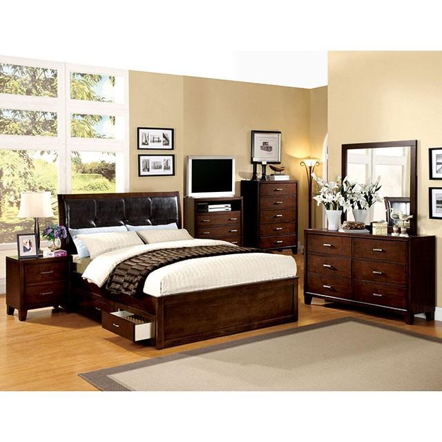 Enrico Full Queen Bed Brown, Black, & Cherry - Home And Beyond