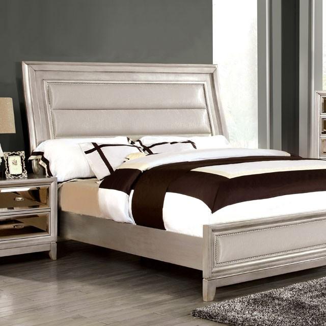 Golva E.King & Queen Bed White & Silver - Home And Beyond