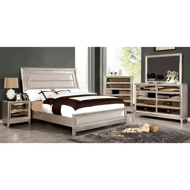 Golva E.King & Queen Bed White & Silver - Home And Beyond