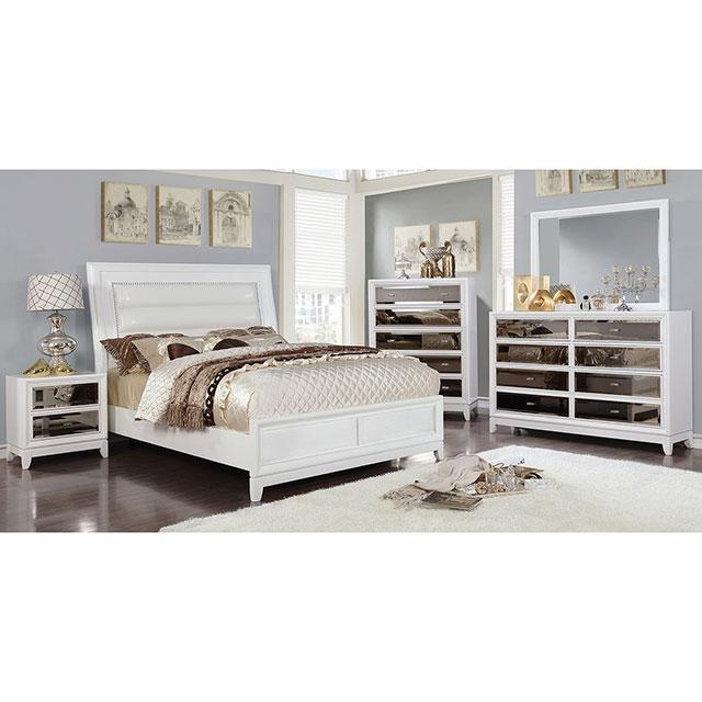 Golva E.King & Queen Bed White & Silver - Home And Beyond