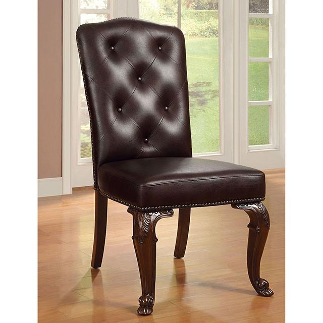 Bellagio Brown Cherry/Pattern Leatherette Side Chair (2/CTN) - Home And Beyond