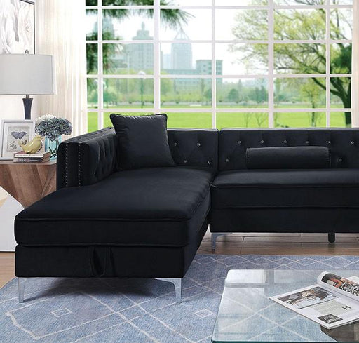 Amie Glam Black Sectional w/ Storage image