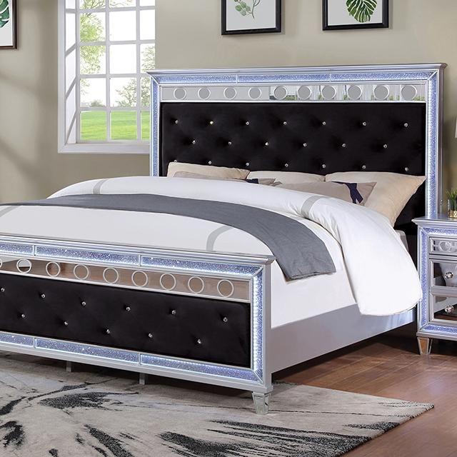 MAIREAD Cal.King Bed, Silver/Black image