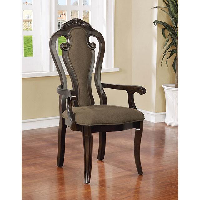 Rosalina Walnut/Beige Arm Chair (2/CTN) image