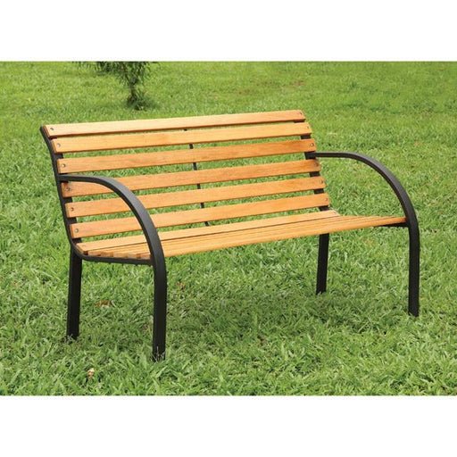 DUMAS Oak/Black Patio Wooden Bench image