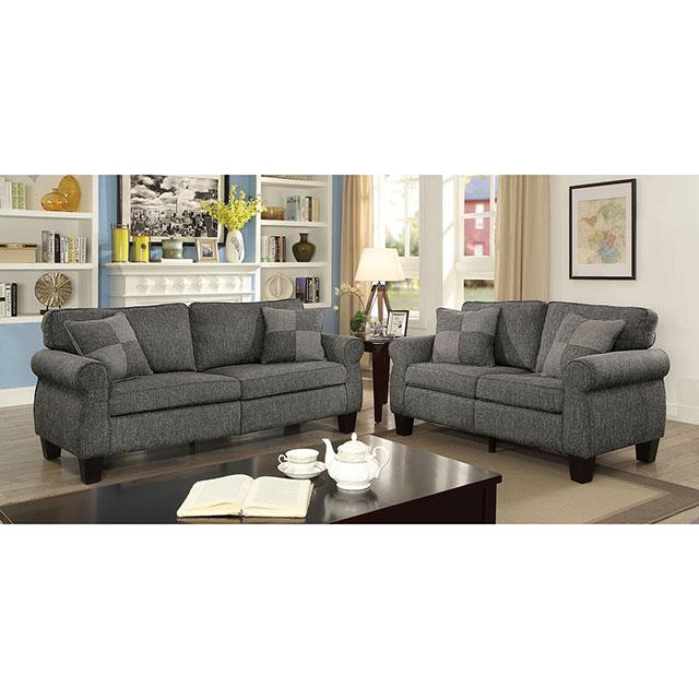 Rhian Dark Gray Love Seat, Dark Gray image