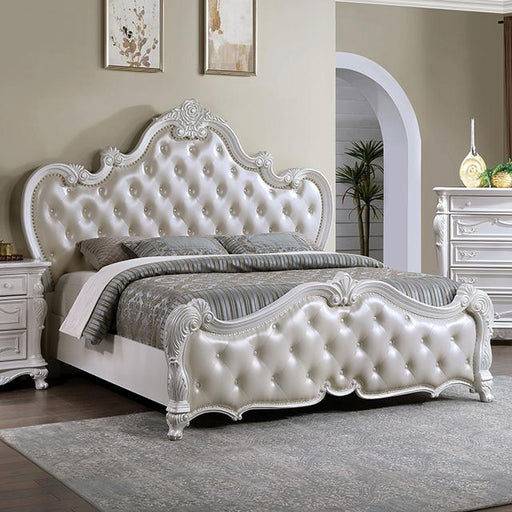 Ventresca E.King & Queen Bed White & Chrome - Home And Beyond