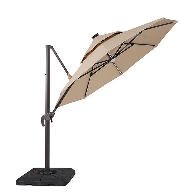 Fera 10 Ft Round Umbrella w/ LED Bulb + 37" Large Base