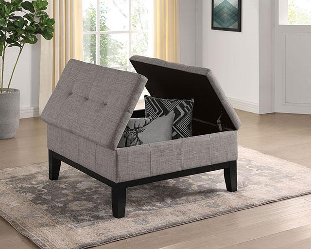 FAZIO Storage Ottoman, Light Gray