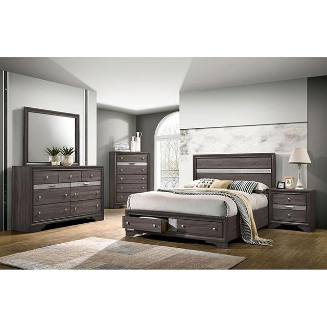 CHRISSY E.King, Full, & Queen Bed White, Grey, & Black