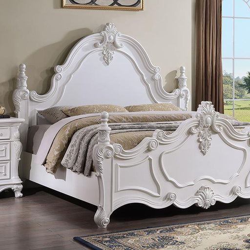 Francione E.King & Queen Bed White & Chrome - Home And Beyond
