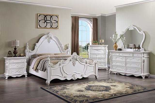 Francione E.King & Queen Bed White & Chrome - Home And Beyond