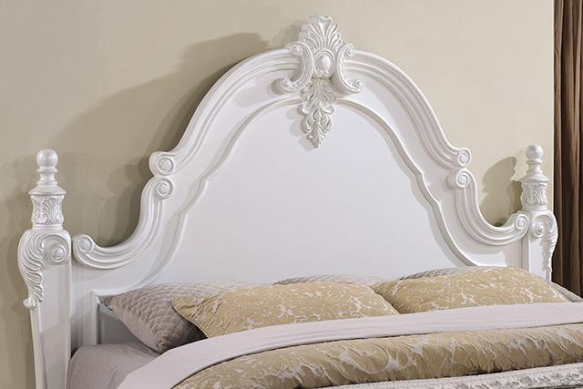 Francione E.King & Queen Bed White & Chrome - Home And Beyond