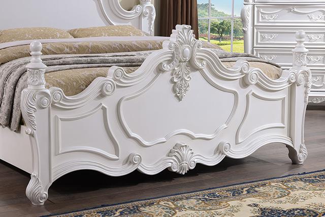 Francione E.King & Queen Bed White & Chrome - Home And Beyond