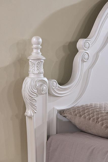 Francione E.King & Queen Bed White & Chrome - Home And Beyond