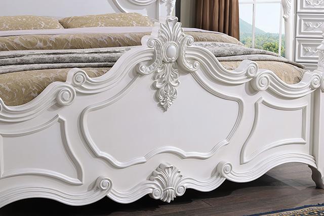 Francione E.King & Queen Bed White & Chrome - Home And Beyond