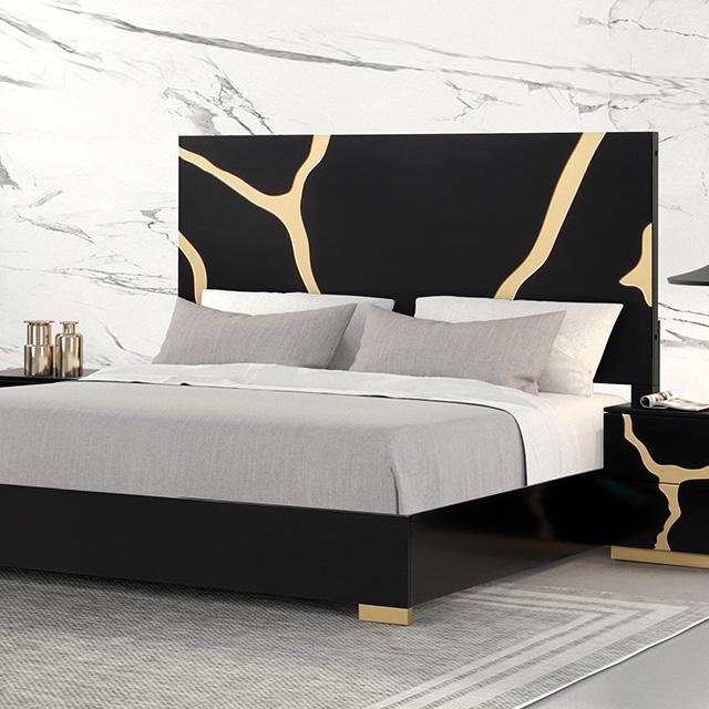 Goldsberg E.King & Queen Bed Grey & Pink - Home And Beyond