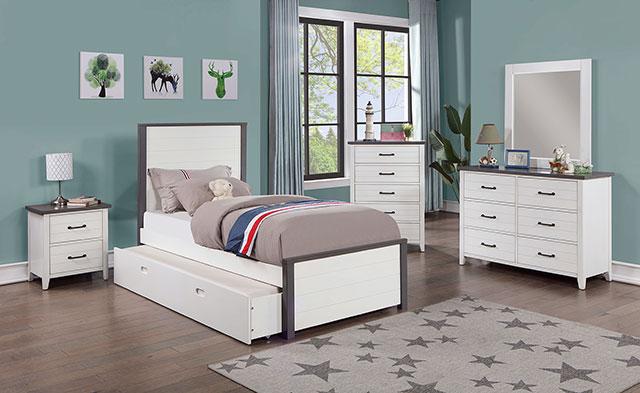 PRIAM Night Stand, White/Gray